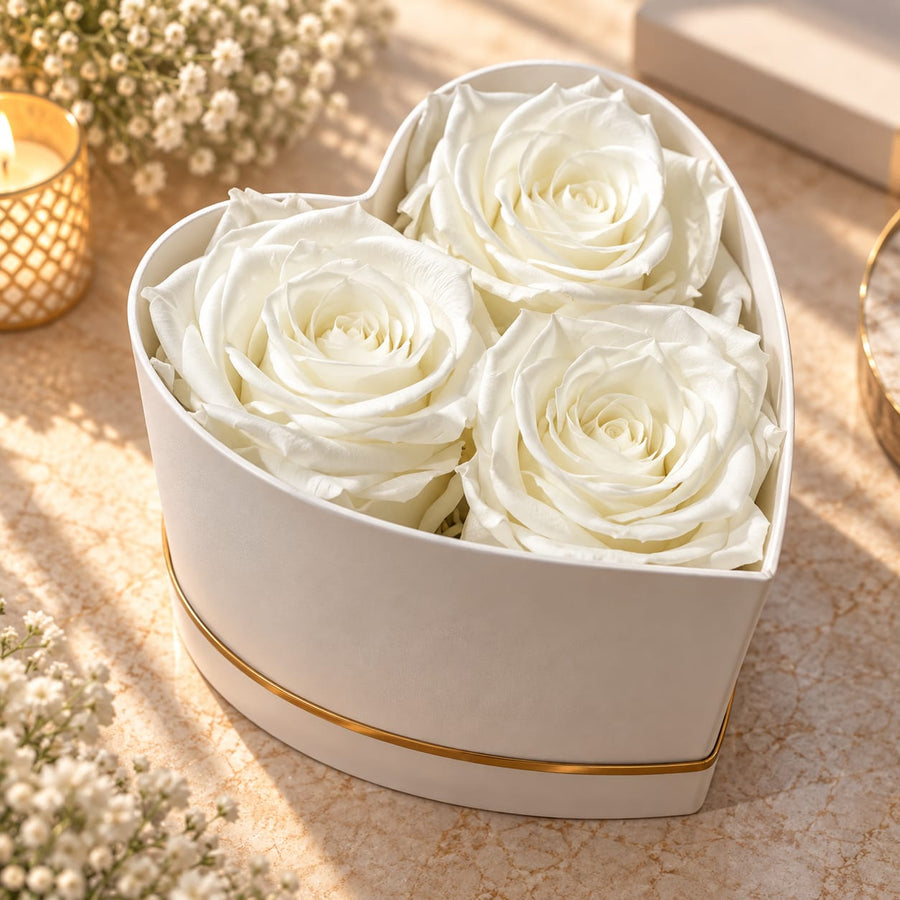 Tres Roses Heart Box